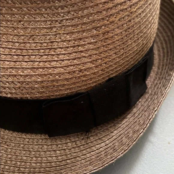Straw Fedora with Black Band Hat - Picture 2 of 7